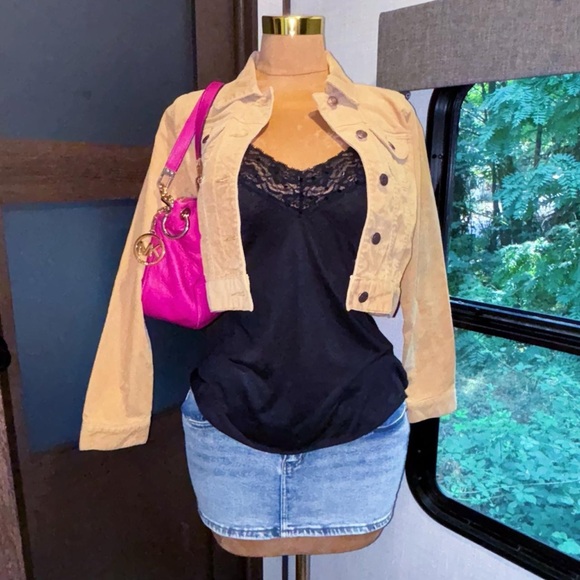 OLD NAVY Fall ‘05 Y2K Tan Cropped Corduroy Jacket Size Small - Picture 1 of 8